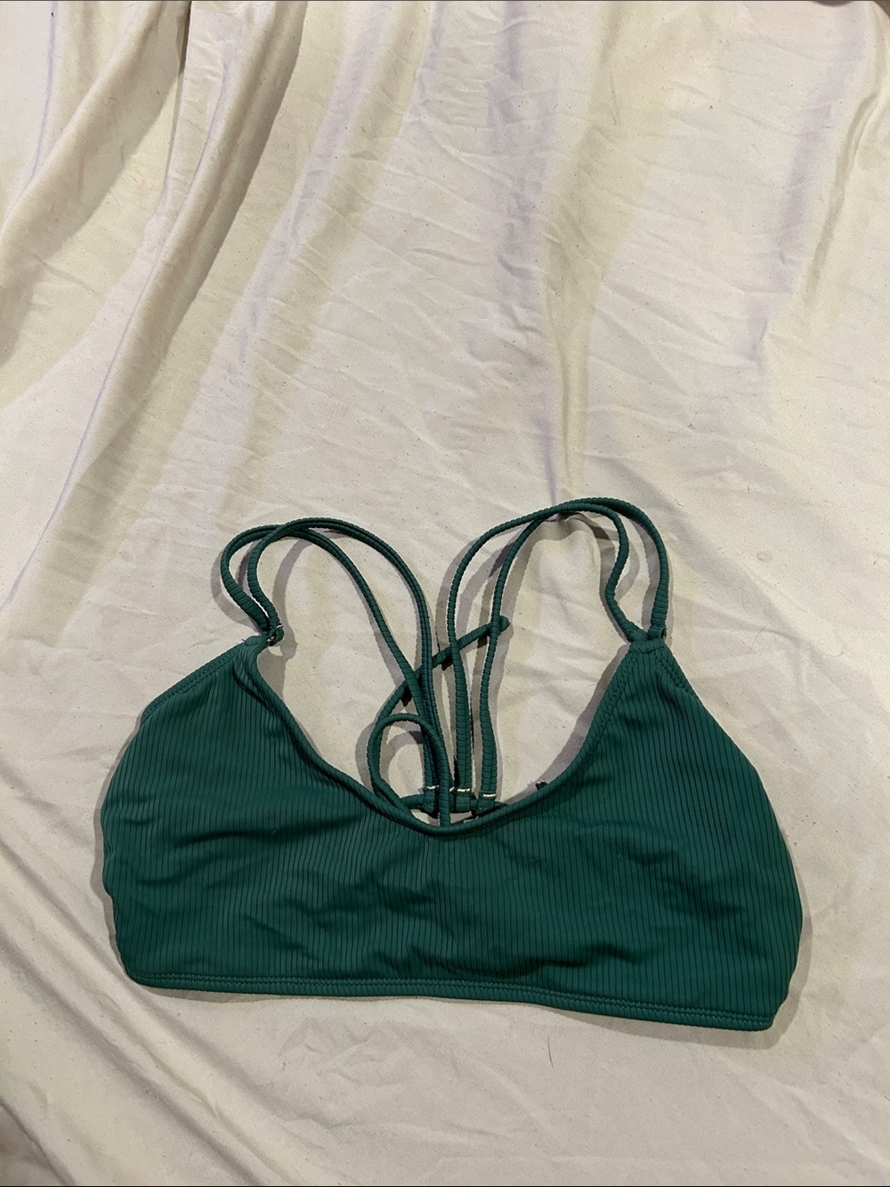 Ribbed Strappy Bathing Suit Top - Deep Teal
